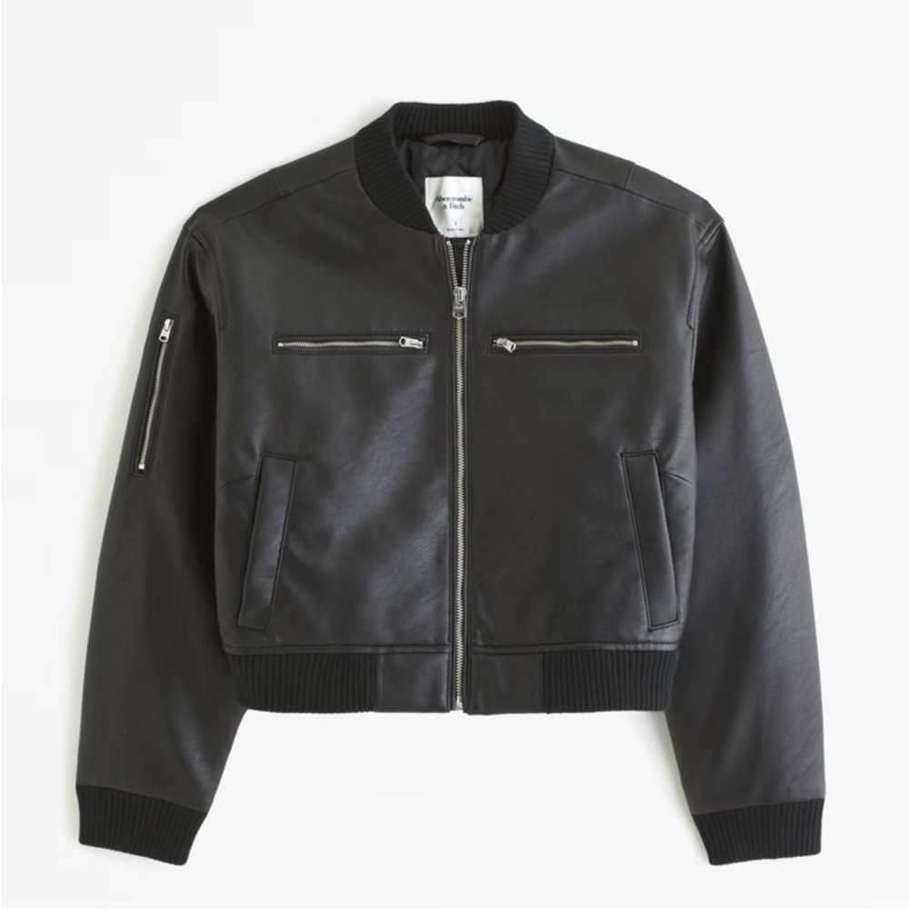 Abercrombie & Fitch Vegan Leather Bomber Jacket